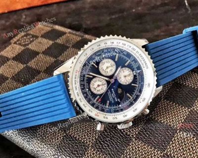 Replica Breitling Navitimer Rubber Strap Watch Blue Moonphase Dial